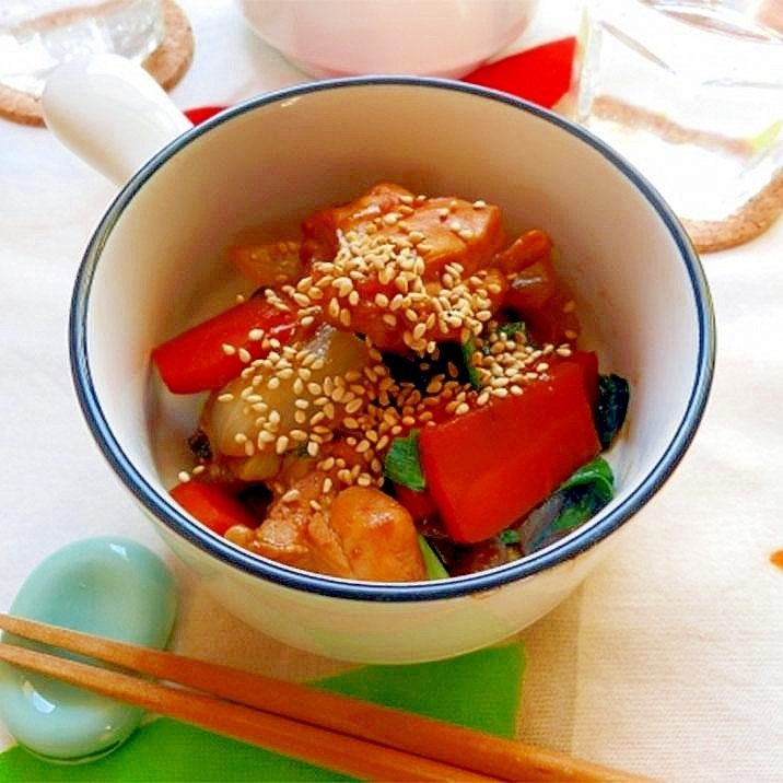 焼肉のたれ「肉どろぼう」で簡単♪鶏肉と野菜の炒め煮