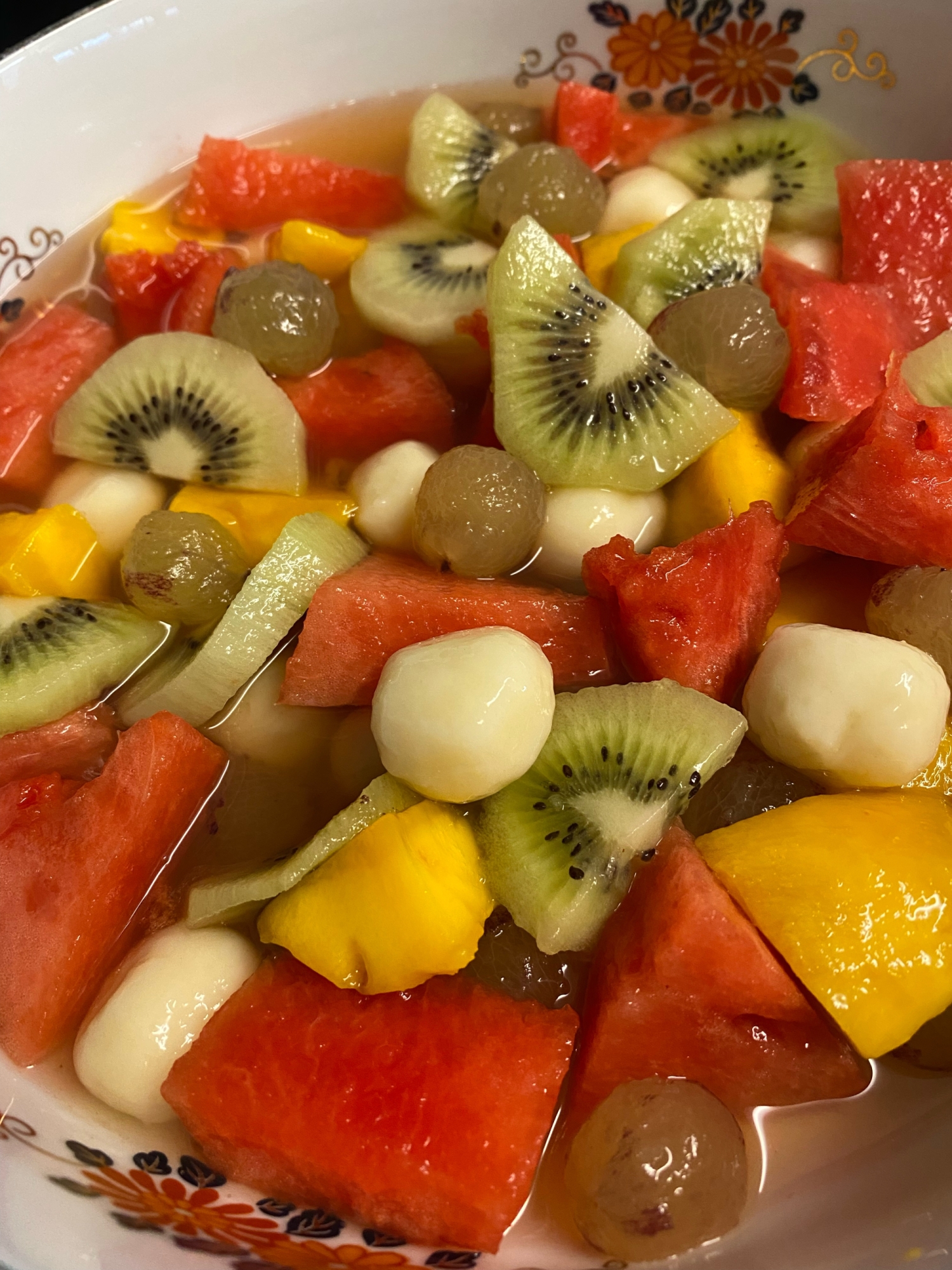 砂糖を使わず作る❣️豆腐白玉団子入りフルーツポンチ
