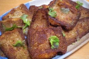 お魚食べよう! 「舌平目のから揚げ大葉のっけ」