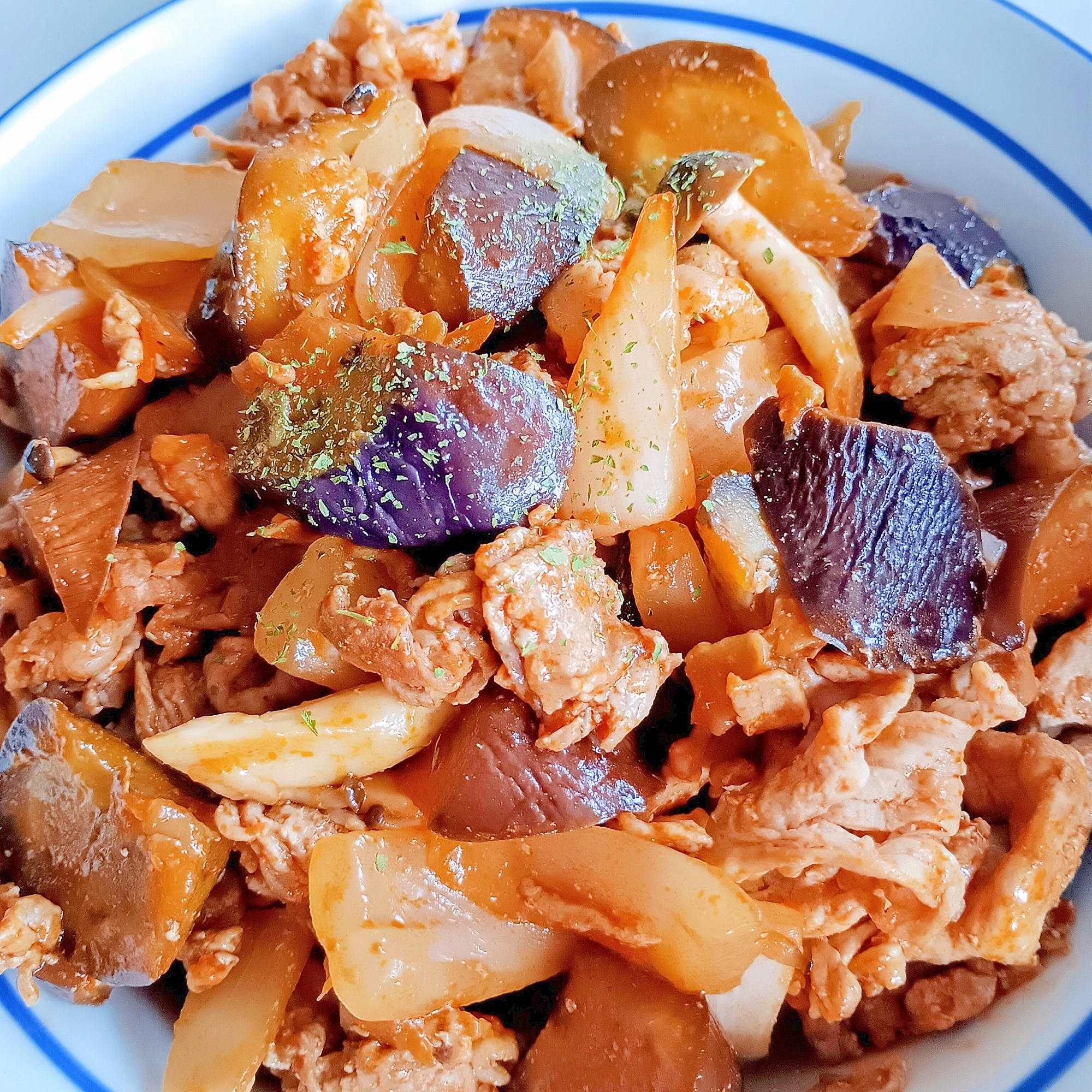 【簡単】茄子入り！ポークケチャップ【ご飯に合う】