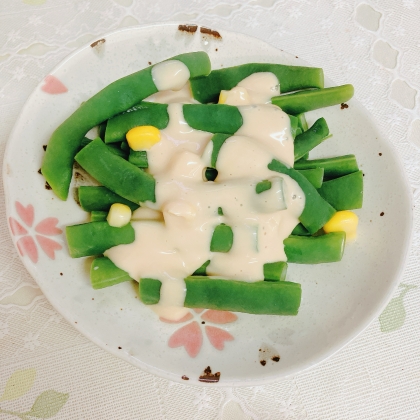 おお味なインゲンでも❤コーン合え♪（にんにく醤油）