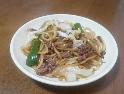 短時間で作る、ひき肉焼きそば