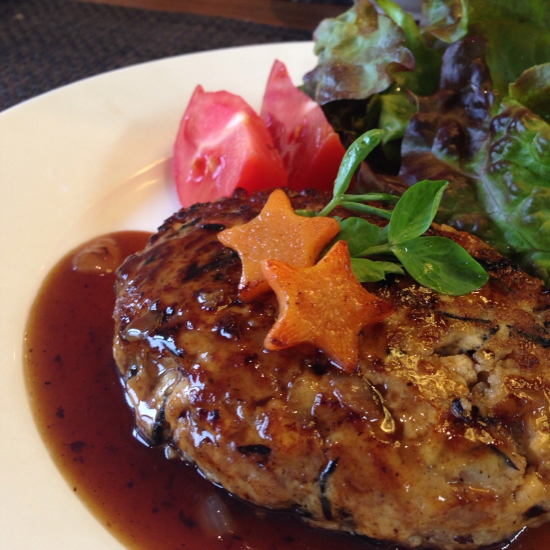 豆腐と豚肉のしょうが風味ハンバーグ☆照り焼きソース