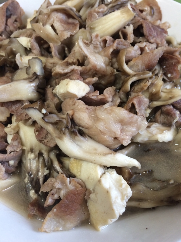 舞茸豆腐とお肉の炒め物