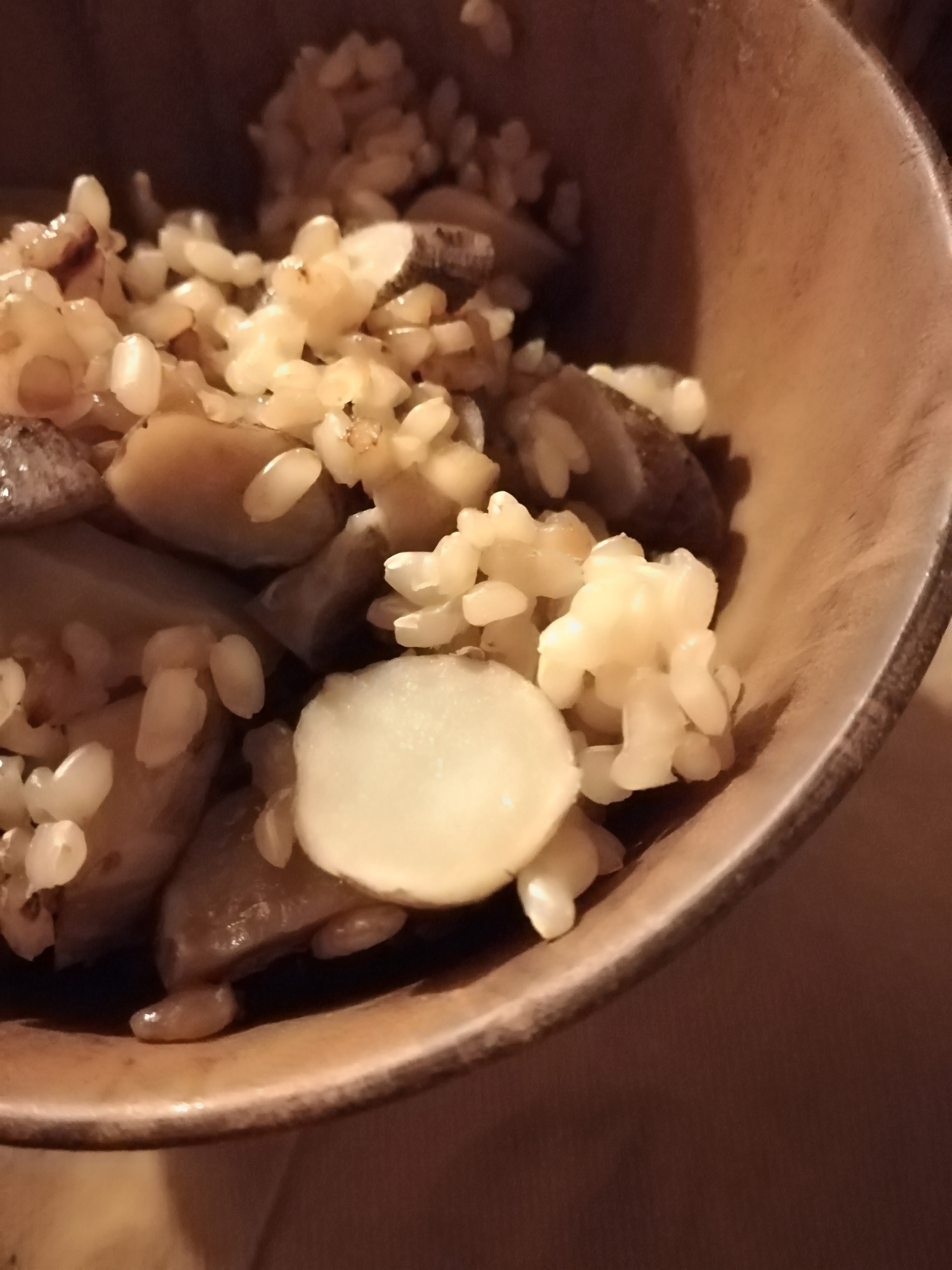 御飯少なめ！菊芋とゴボウの根菜炊き込みご飯@玄米