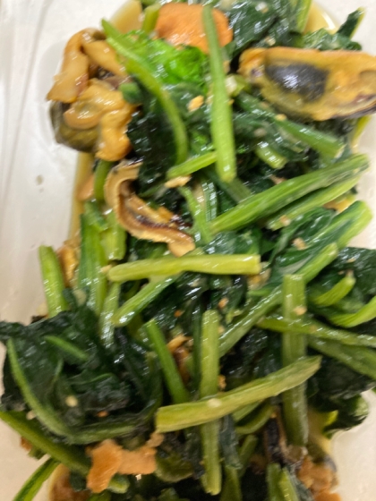 ムール貝と青菜のアンチョビ炒め