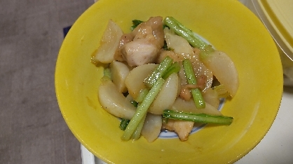 お弁当に★かぶと鶏肉の醤油炒め