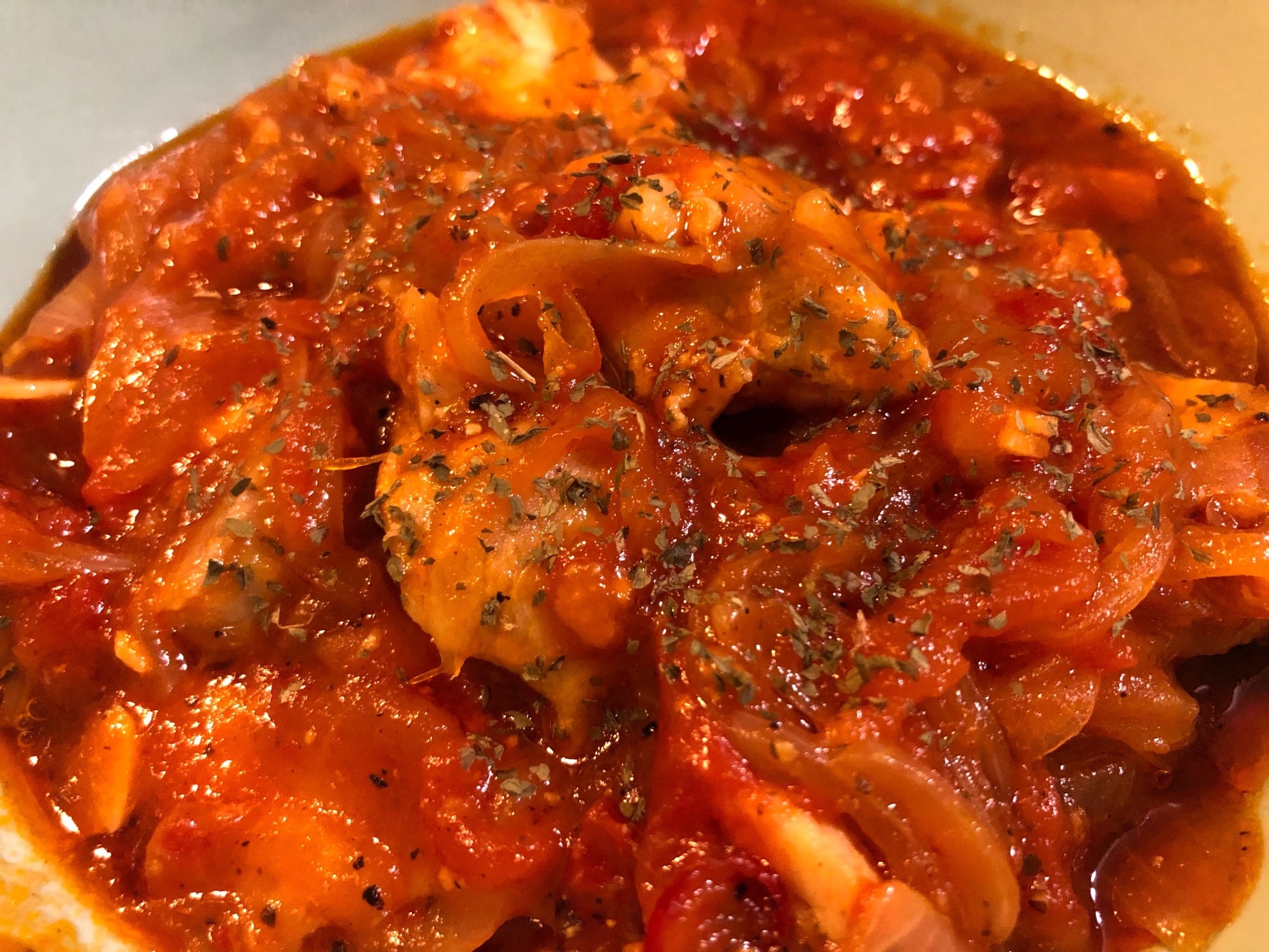ワインに合う♫トマト缶で甘辛鶏肉のトマト煮
