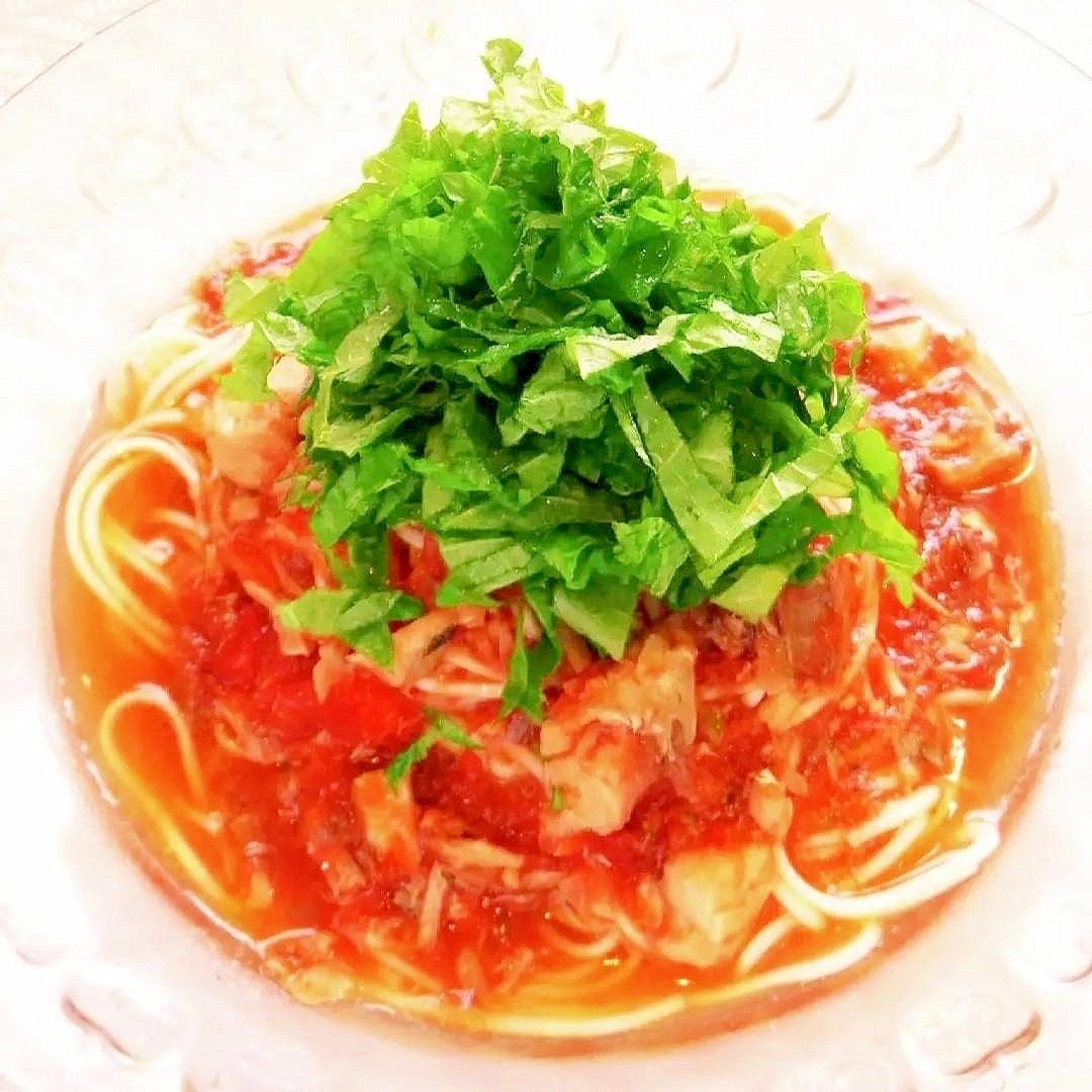 ☺簡単♪鯖の水煮缶入りトマトそうめん☺