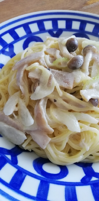 カルボナーラ大好き娘の希望で突然作りました。材料が家にあるもので美味しくできて嬉しいです☆また作ります♪