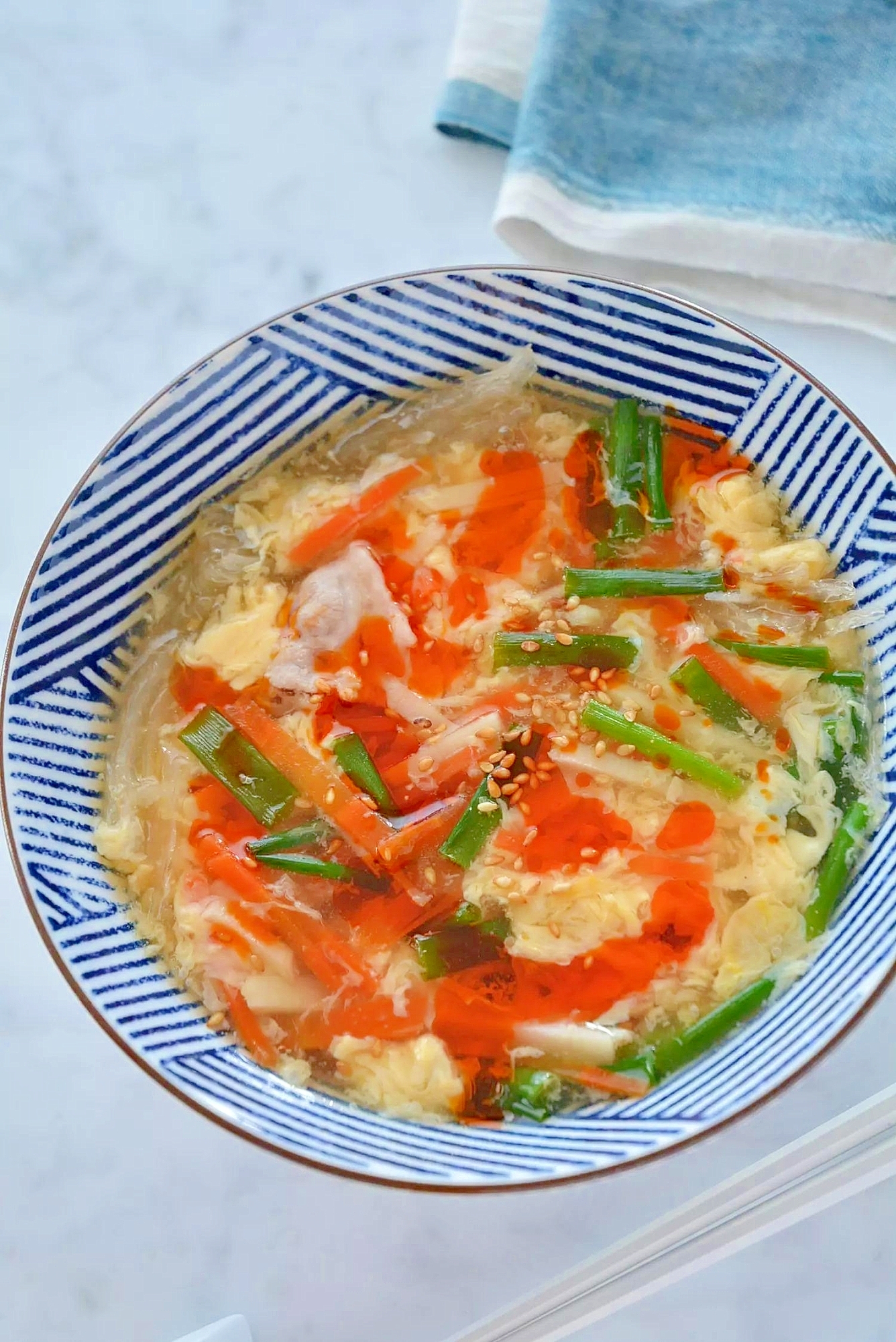 糸寒天の酸辣湯麺