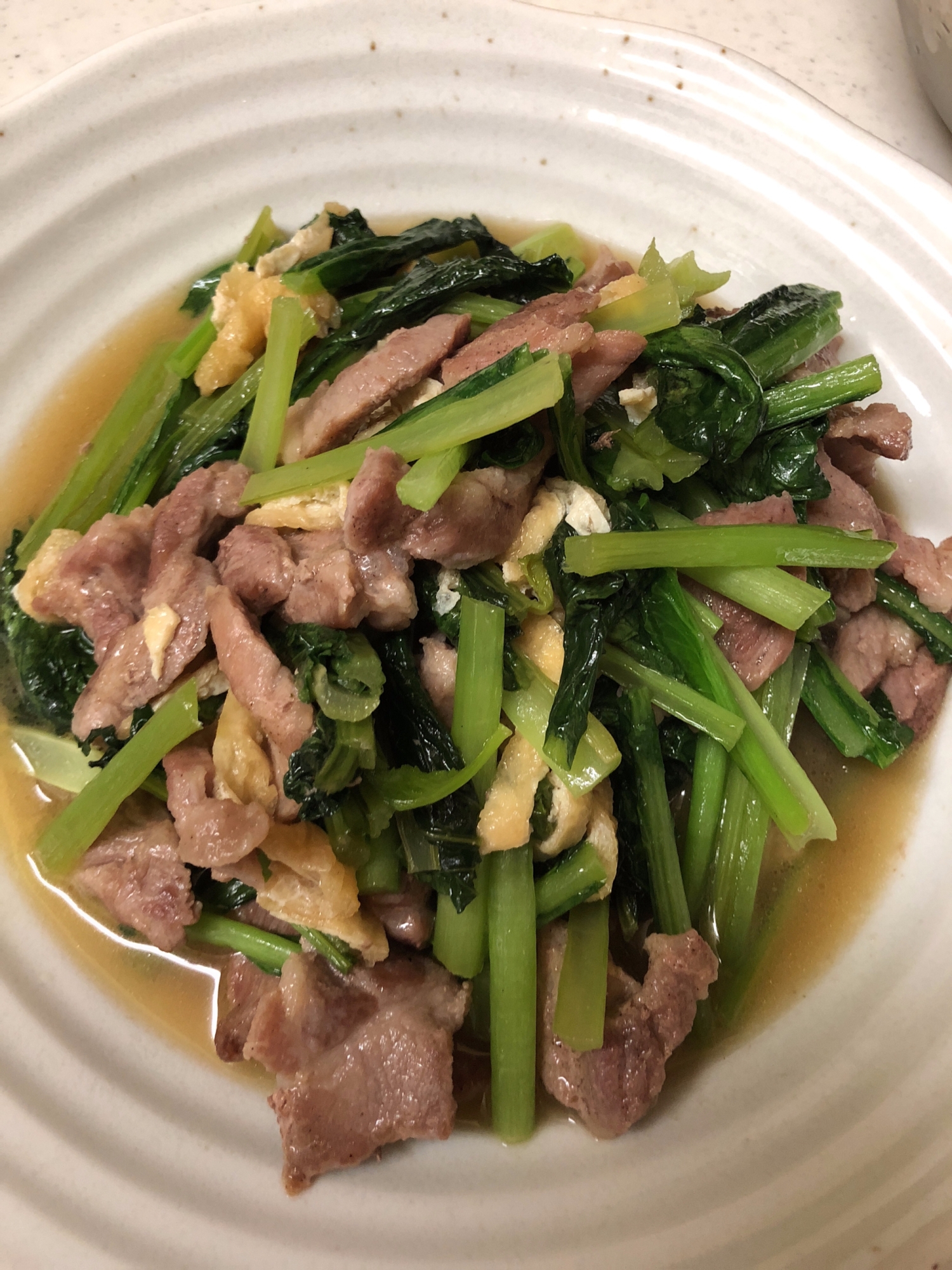 小松菜と豚肉の煮浸し