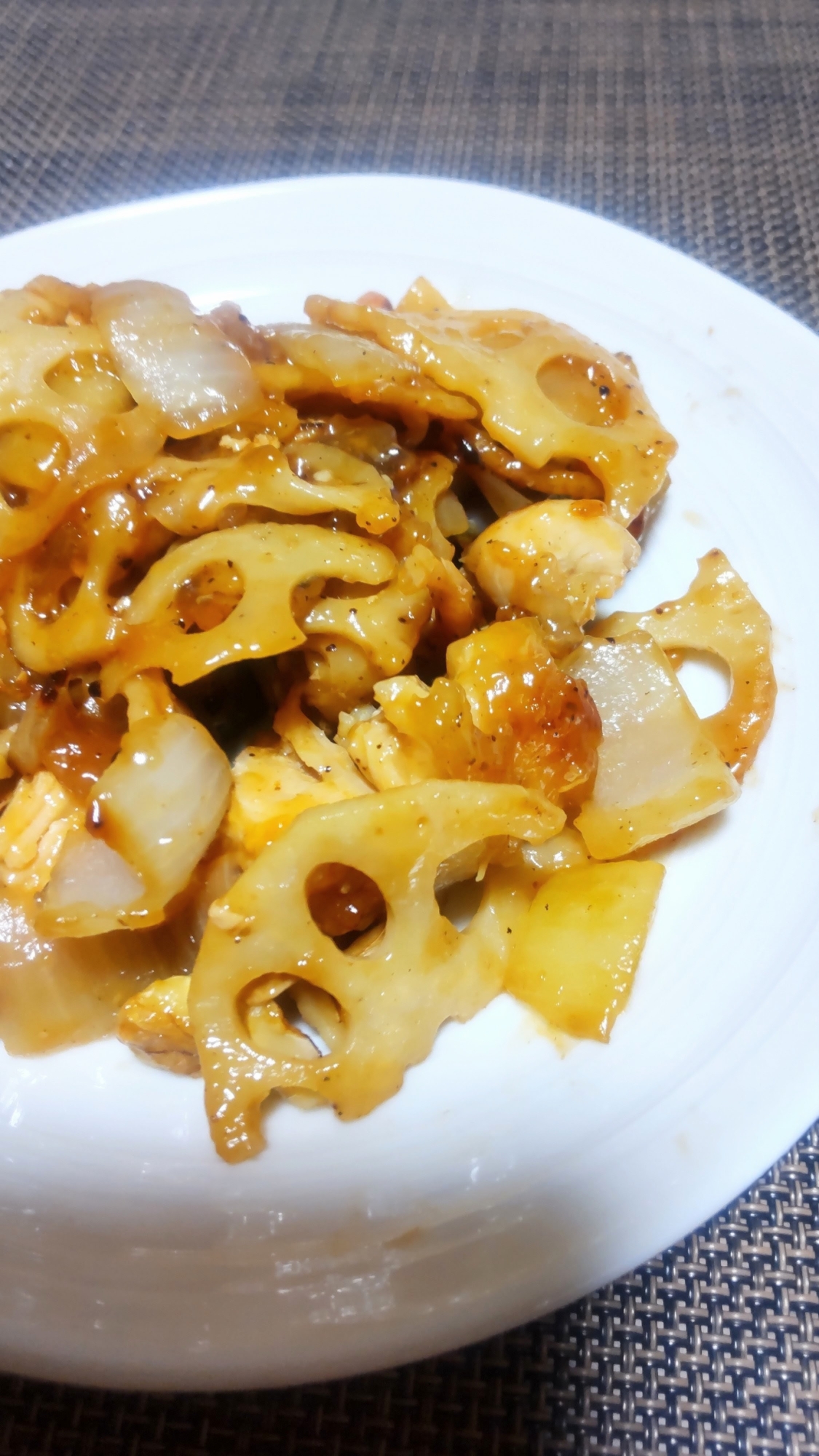 蓮根と鶏肉の甘酢炒め