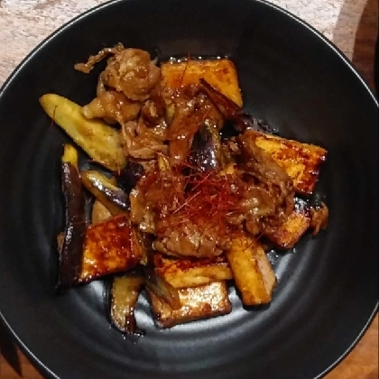 ☆彡豚こま肉となす、厚揚げの味噌炒め