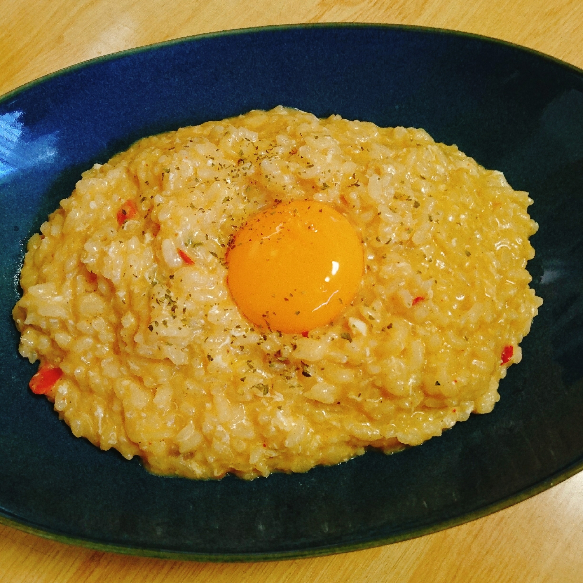 辛ラーメンの残り汁で作る☆月見チーズリゾット風