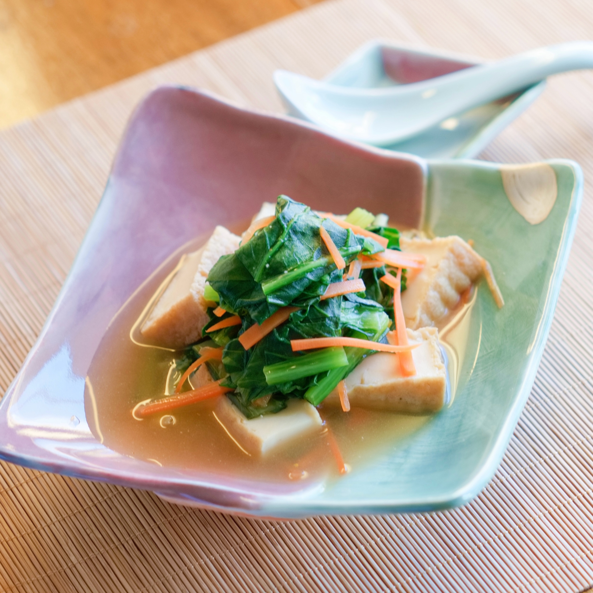 厚揚げ、小松菜、にんじんの煮びたし【和食・副菜】