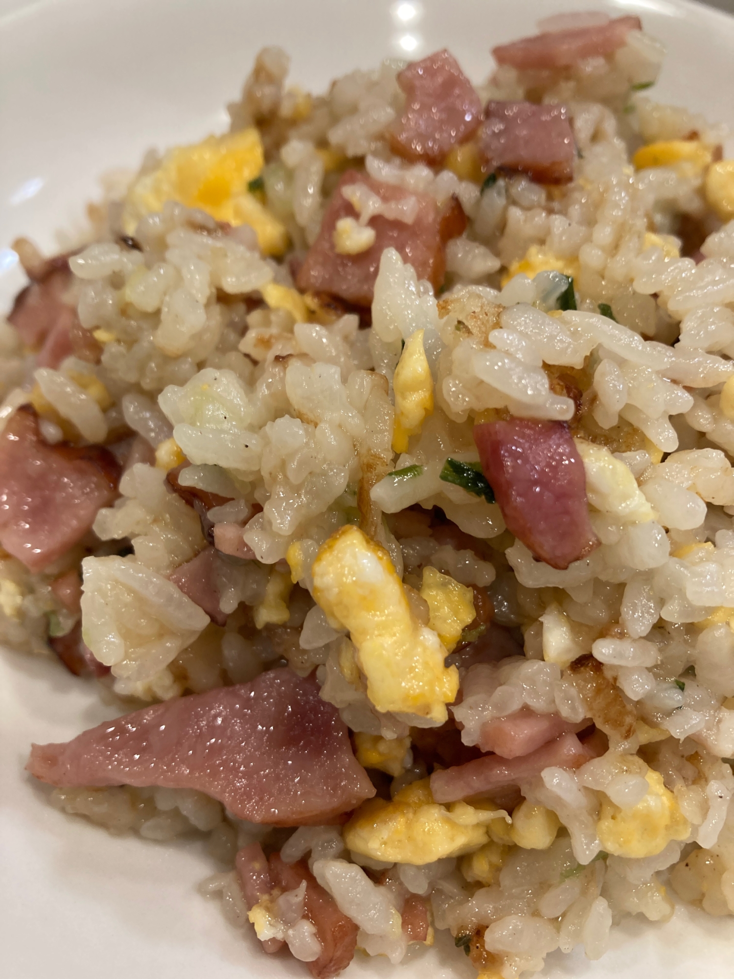 器に盛られた鶏油チャーハン