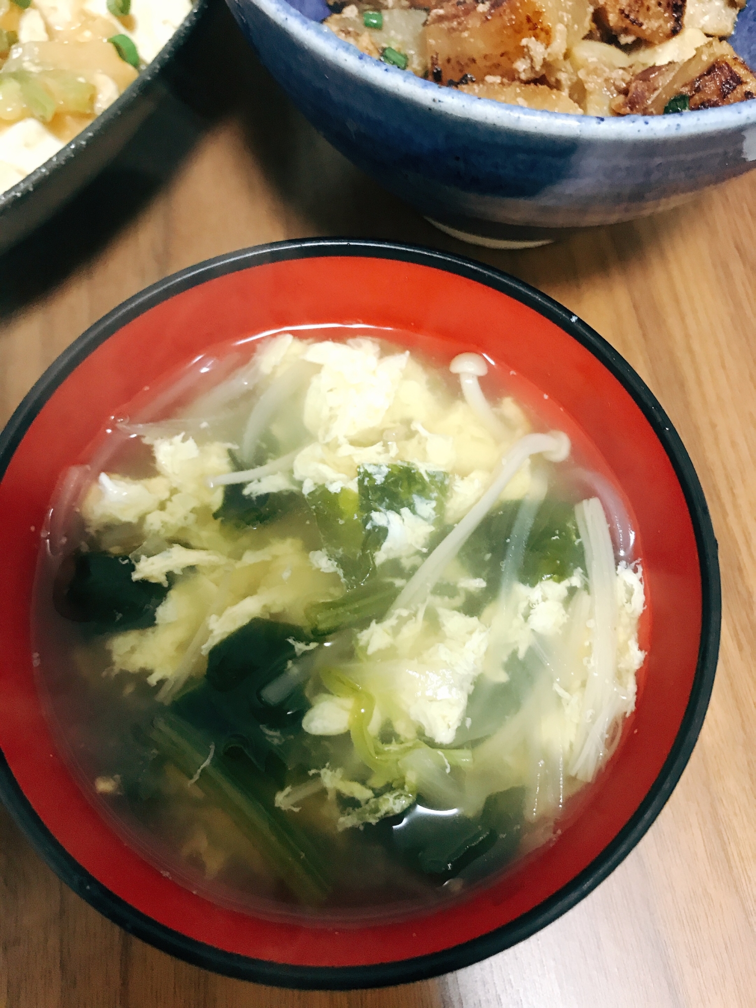 小松菜と卵のお吸い物