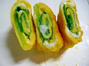 クルクル可愛い 青梗菜の葉っぱ巻き卵焼き レシピ 作り方 By カゲジジ 楽天レシピ