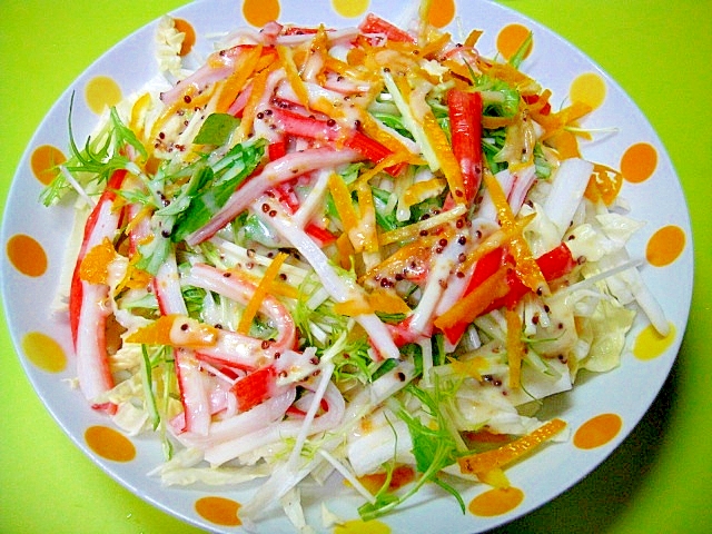 白菜とカニカマ柚子の粒マスタードサラダ
