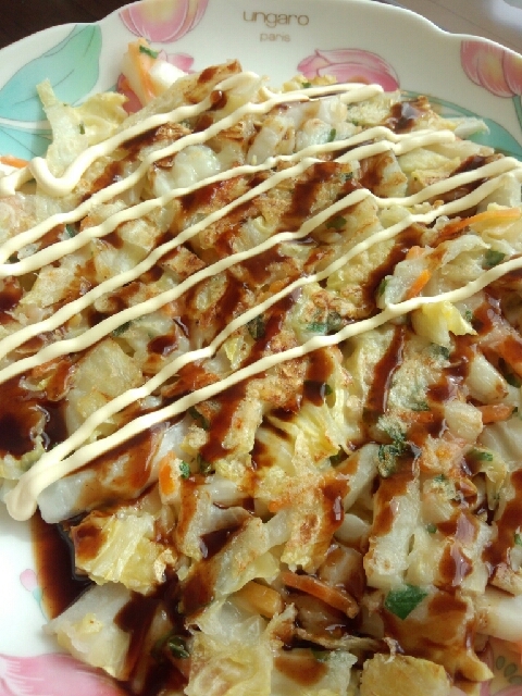 節約ヘルシー！白菜のお好み焼き風