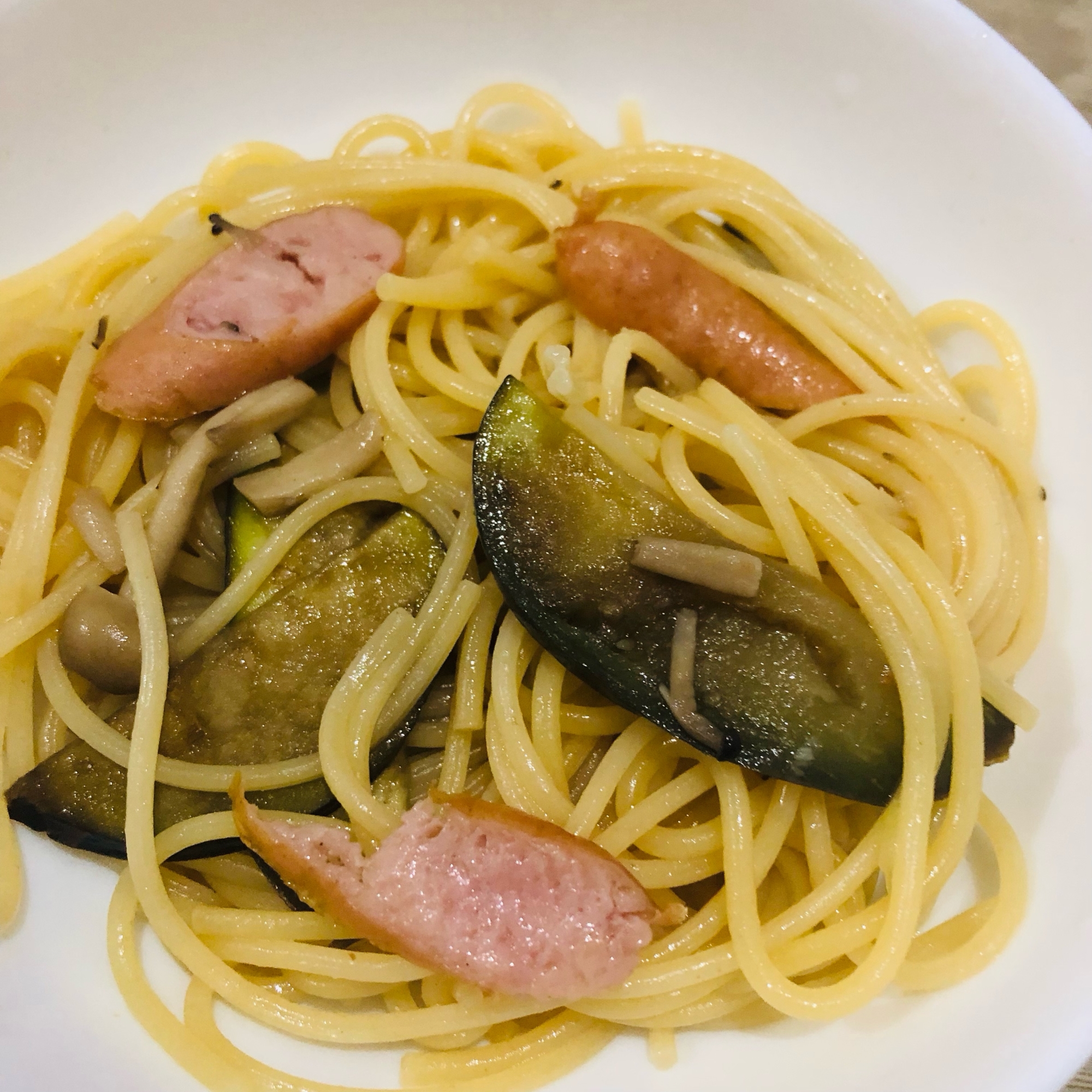 ウインナーと茄子の和風スパゲティ