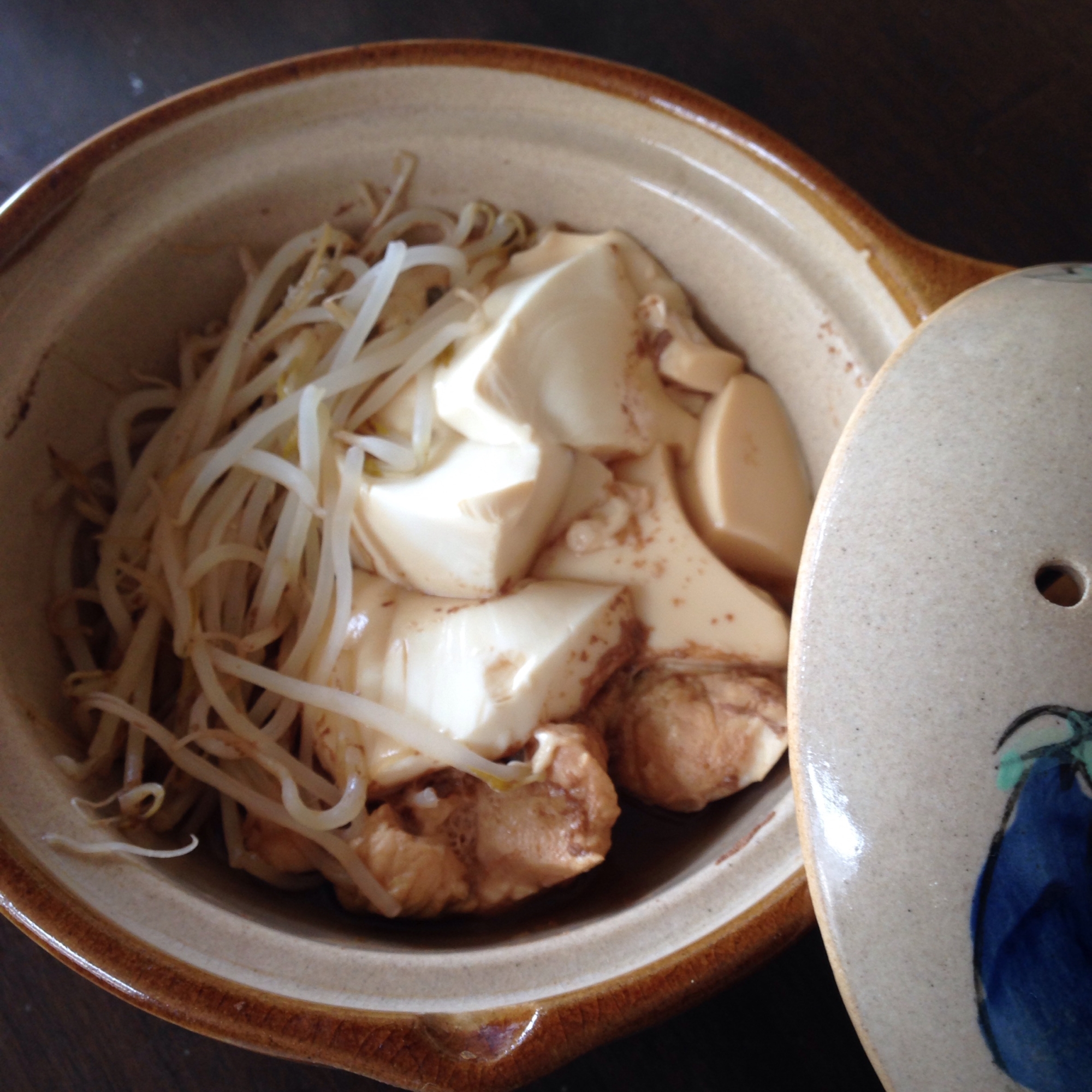 鶏むね肉もやしde煮豆腐♪