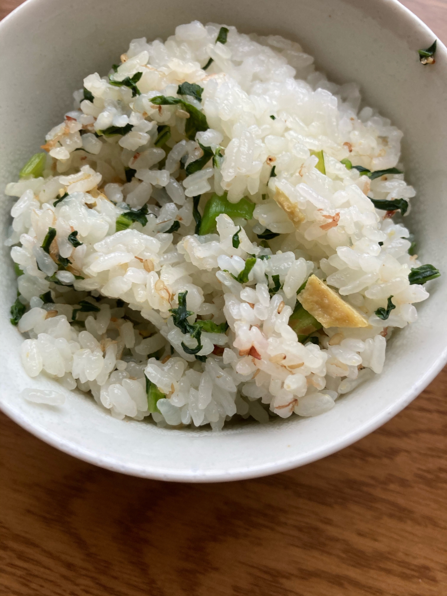 小松菜と油揚げの混ぜご飯