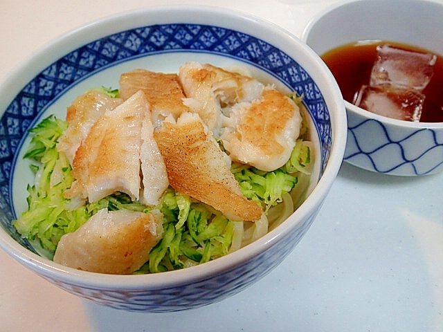 胡瓜とシマアジのつけ麺うどん♬