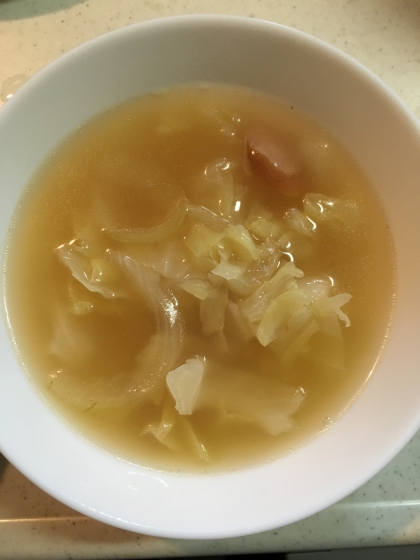 ハンバーグのスープに作りました。
このスープ大好きです。ウインナーからいい味がでてます。
