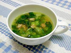 濃厚♪ひき肉と小松菜の中華スープ