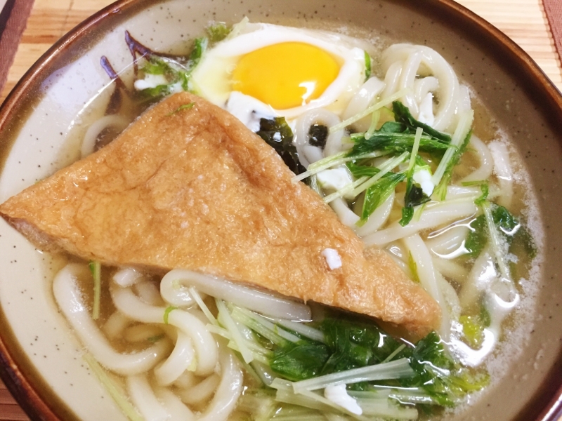 冷凍うどんで！月見きつねうどん