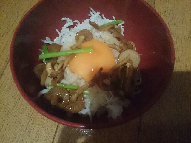 ジャコとなめ茸丼