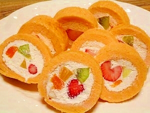 フルーツたっぷり☆米粉HK粉ロールケーキ