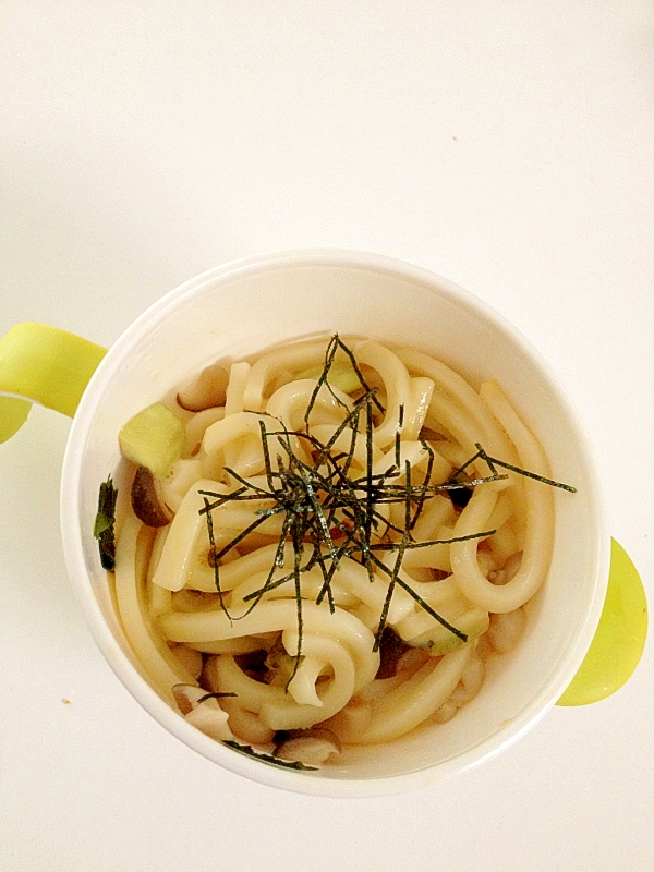 茄子としめじの釜玉うどん☆離乳食