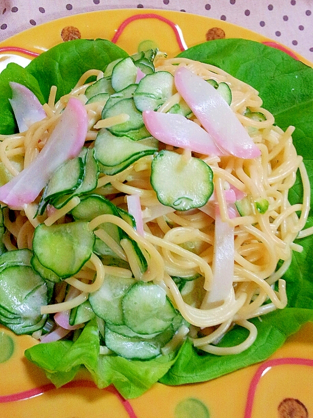 きゅうりとかまぼこのスパゲッティサラダ♪