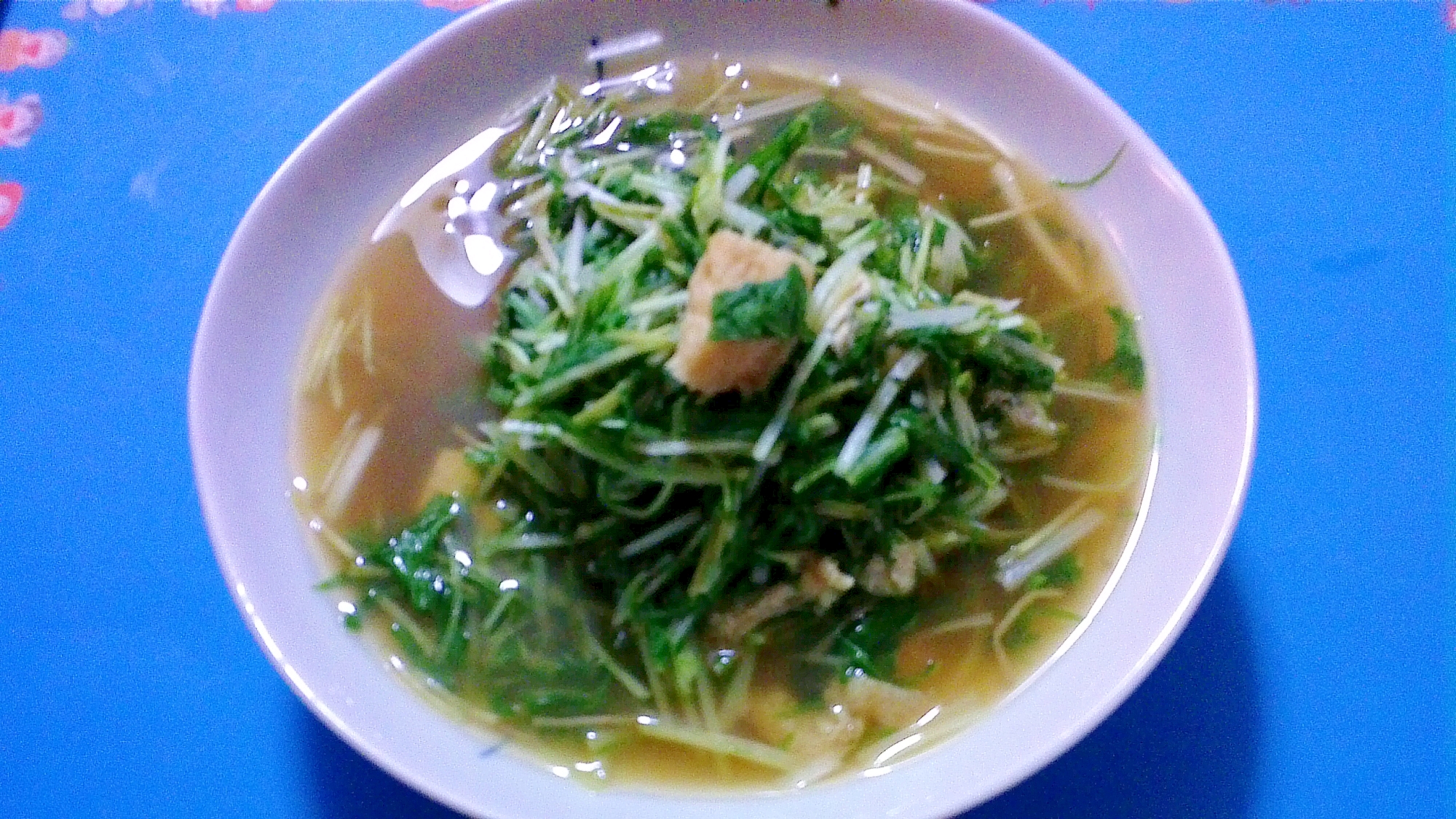 水菜と空心菜の油揚げさっと煮