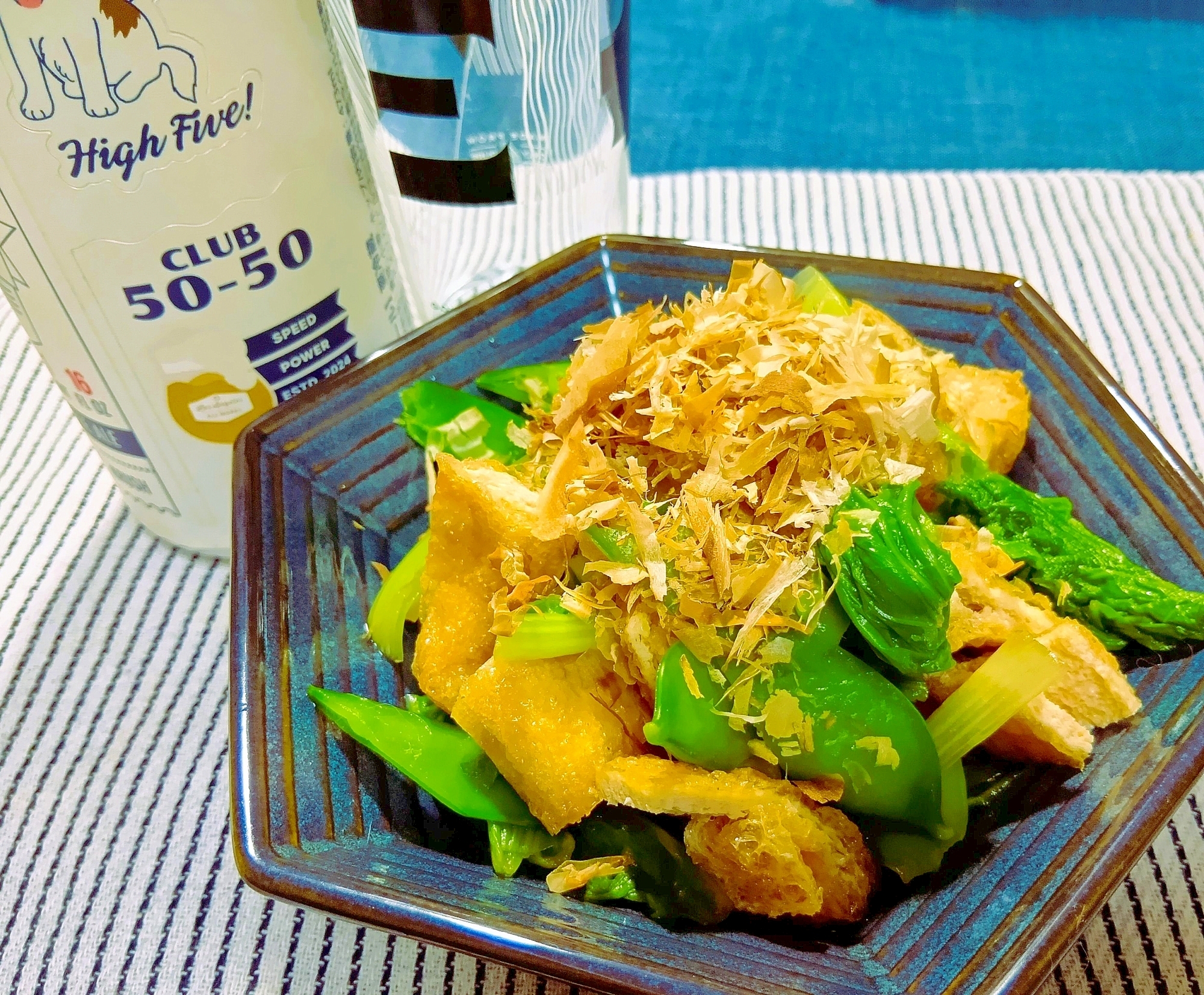 辛子をきかせて！しろ菜とお揚げのお浸し
