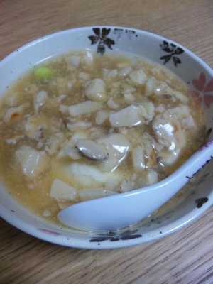 天津飯のあんでリメイク✾鶏そぼろの豆腐あんかけ
