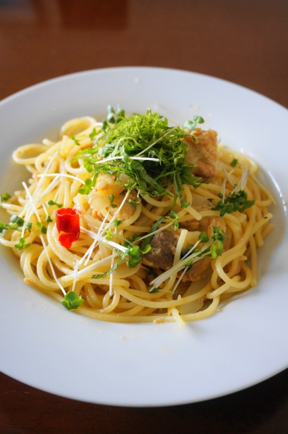 サバ缶と和風パスタがこんなに合うなんて～とっても美味しくいただきました。