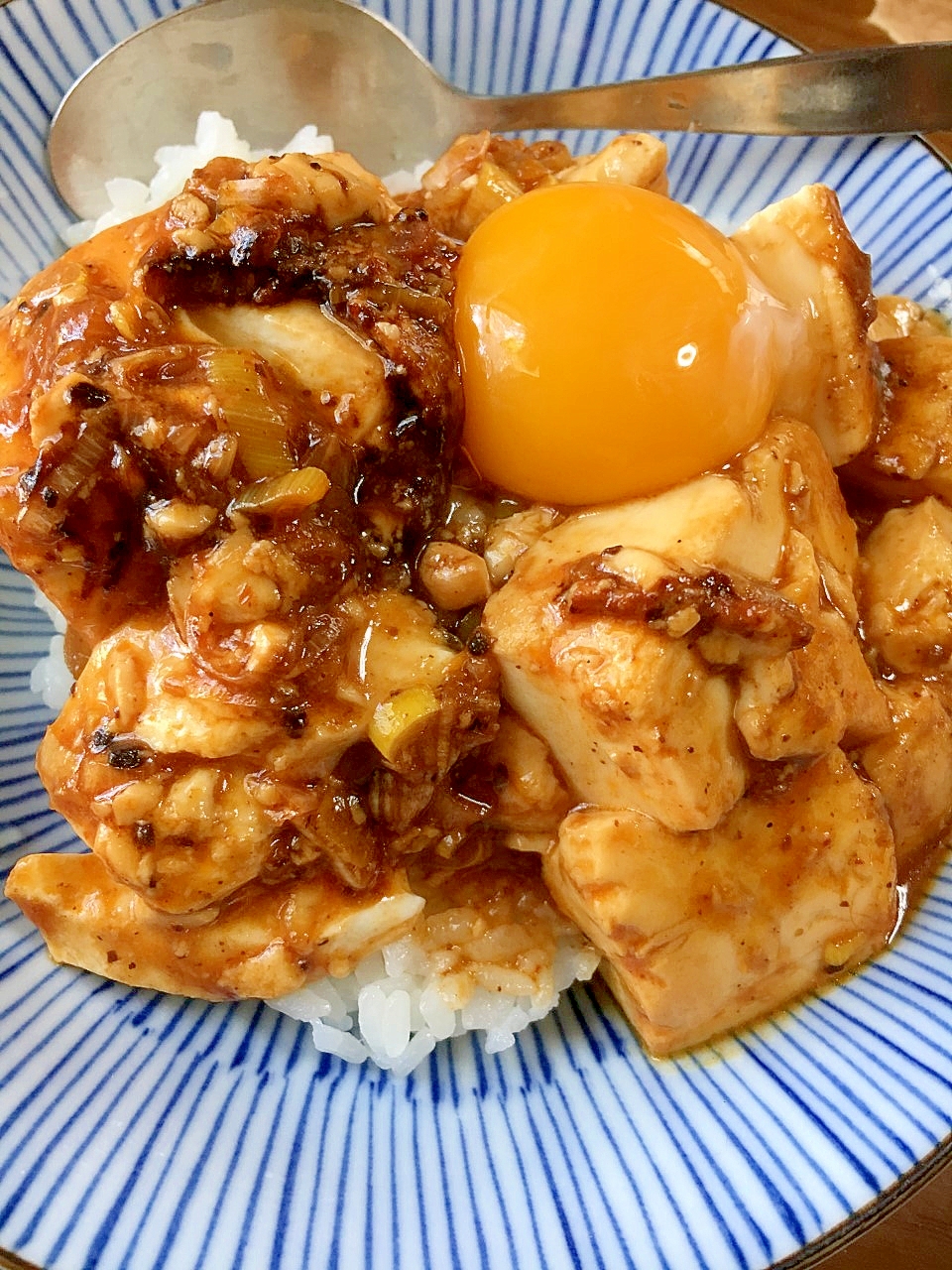 辛口麻婆豆腐丼with卵黄