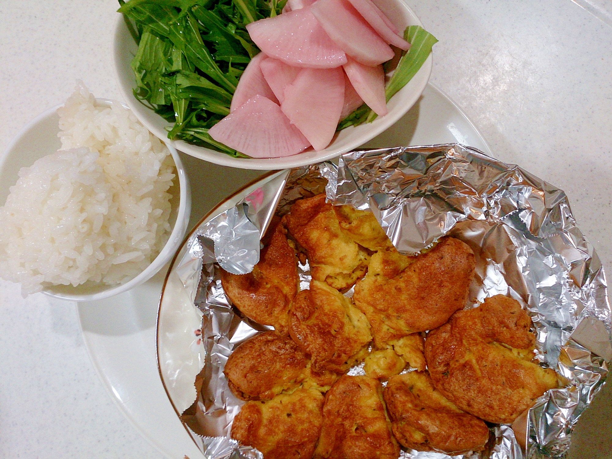 ワンプレート 木綿豆腐ナゲットと水菜と大根サラダ