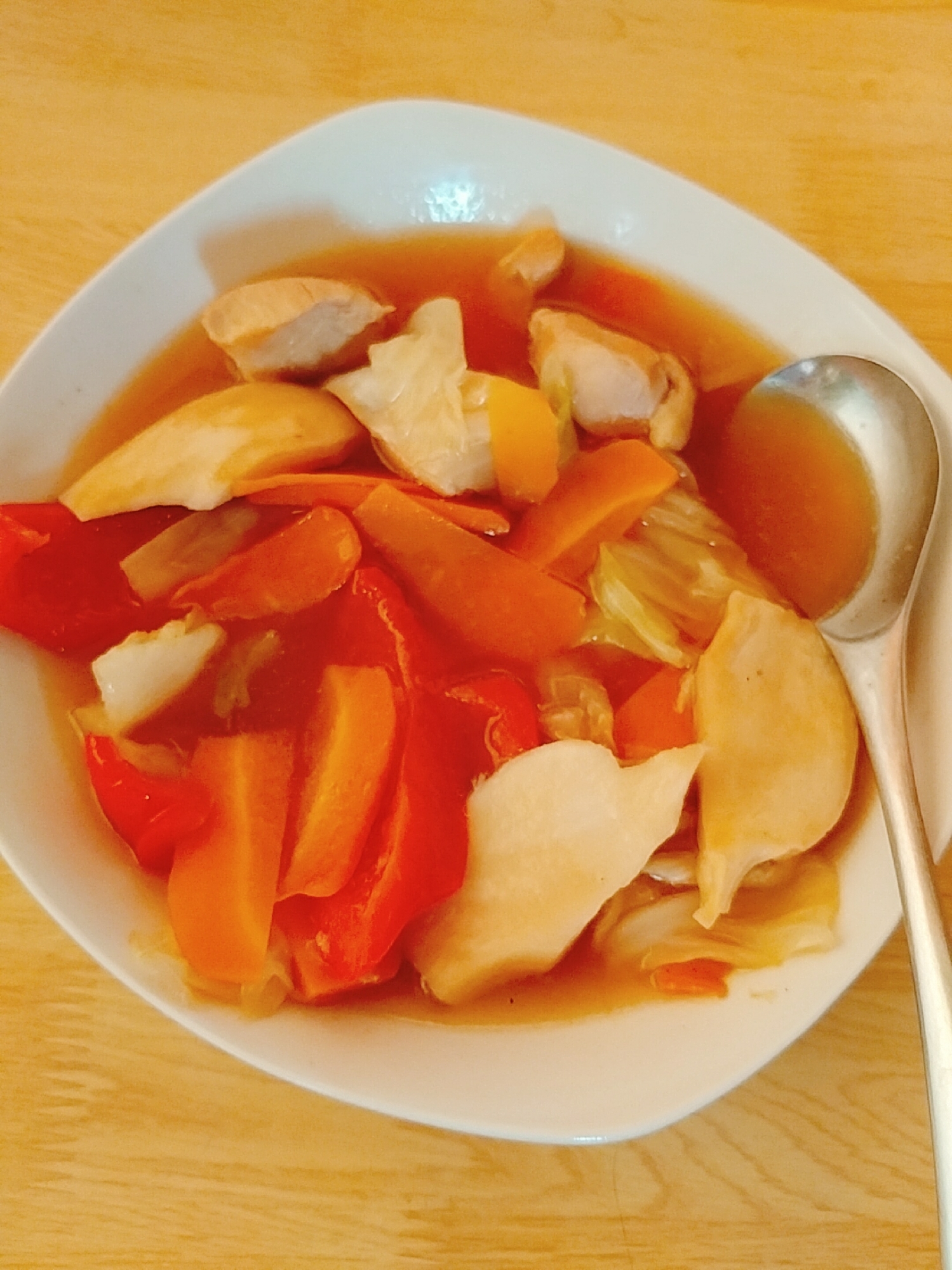 キャベツ　ニンジン　パプリカ　エリンギの鶏スープ