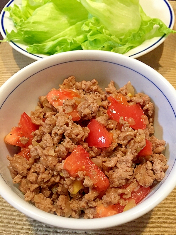 豚ひき肉とトマトのエスニックレタス包み