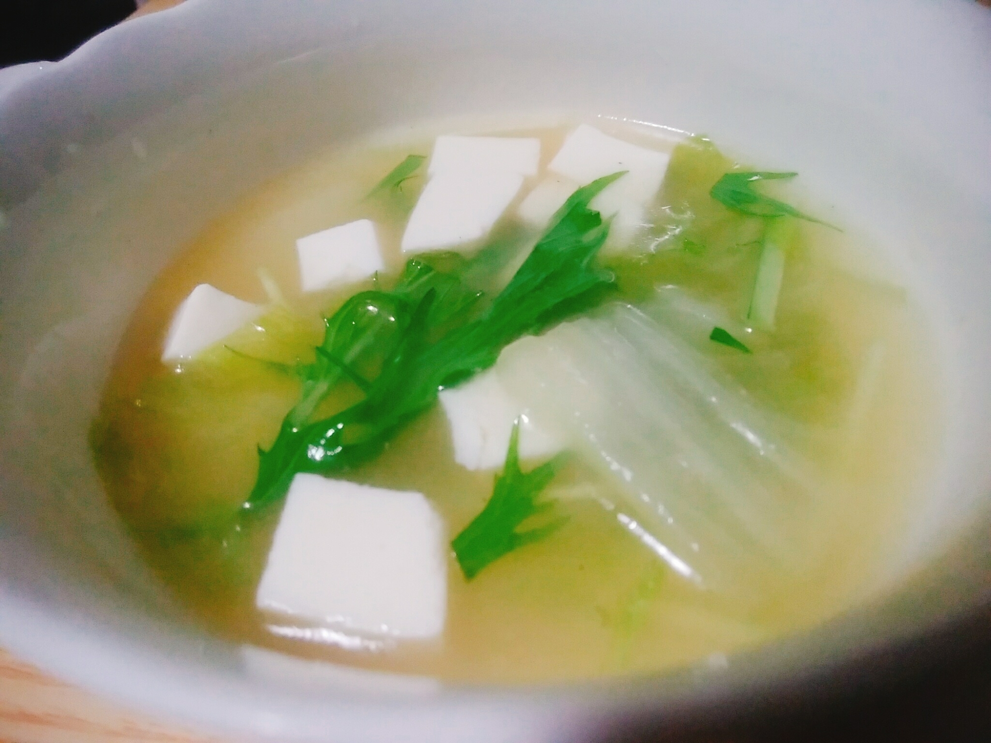 豆腐と白菜と水菜のスープ