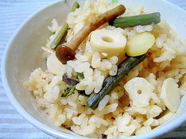 炊飯器で簡単 冷めても美味しい 山菜ごはん レシピ 作り方 By ミルク白うさぎ 楽天レシピ