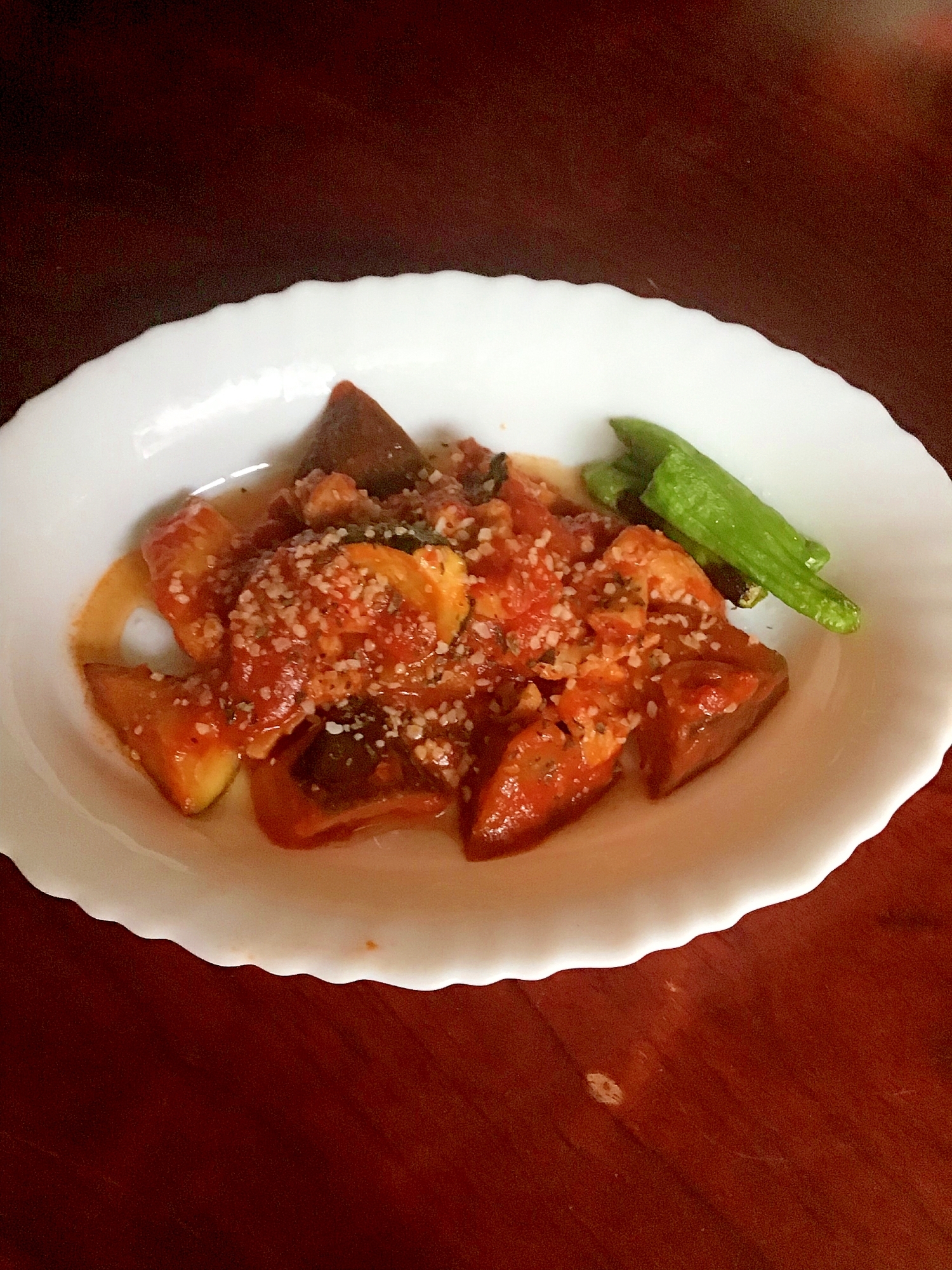 鶏モモとズッキーニと茄子のトマト煮。