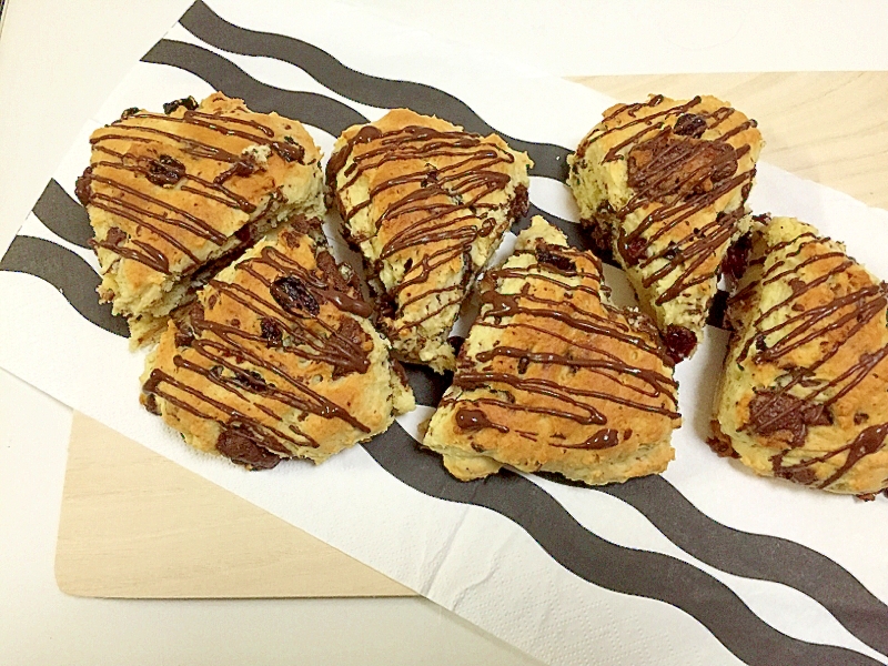 ホットケーキMIXでチョコ&クランベリースコーン♪