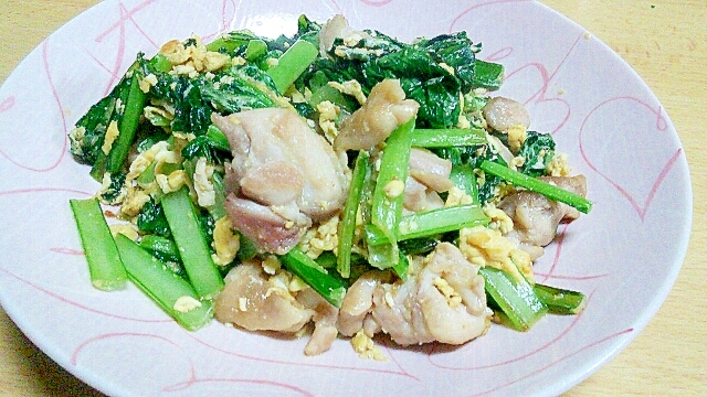 鶏肉と小松菜の卵とじ炒め