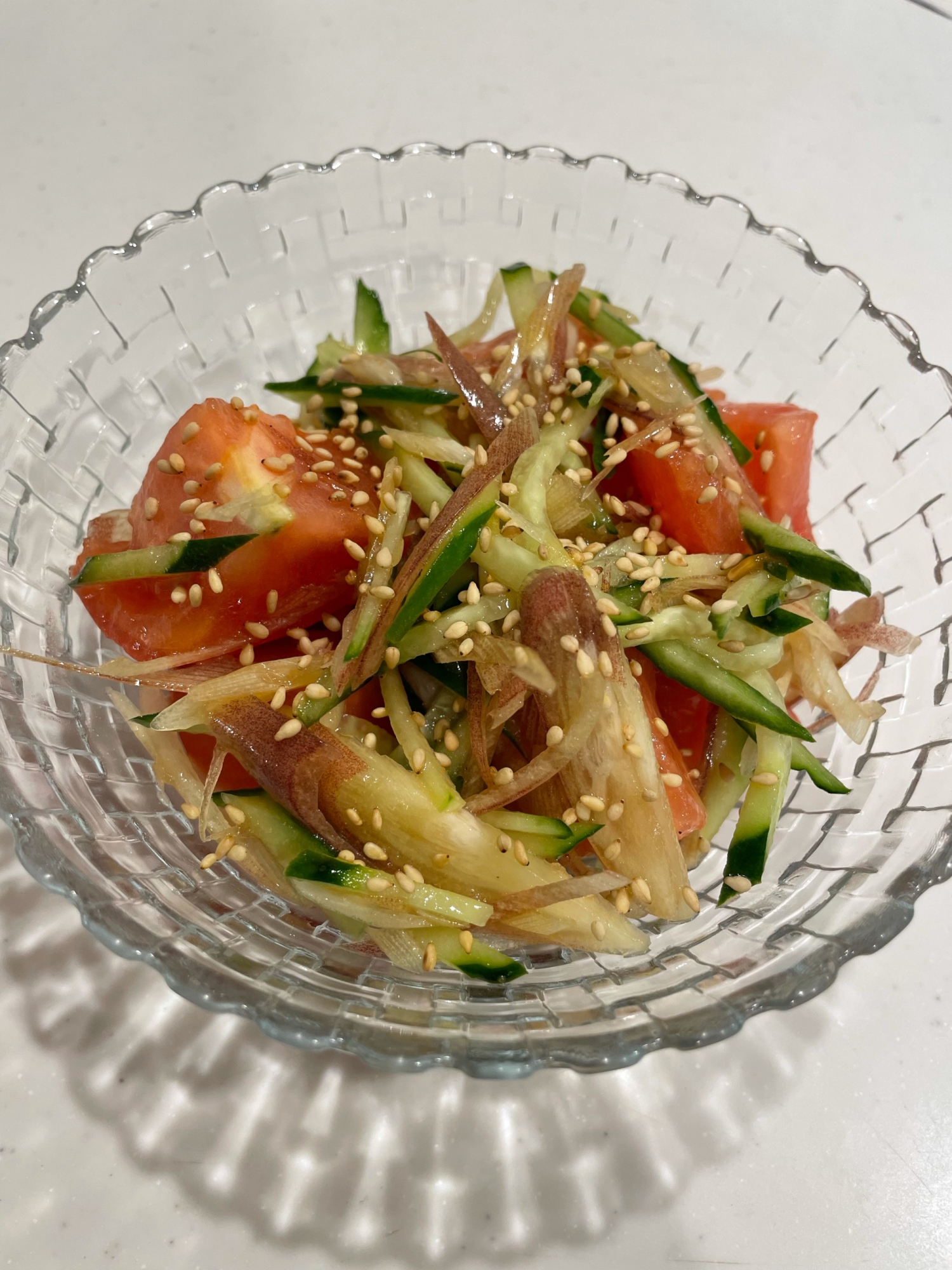 混ぜるだけ⭐胡瓜トマト茗荷の夏サラダ